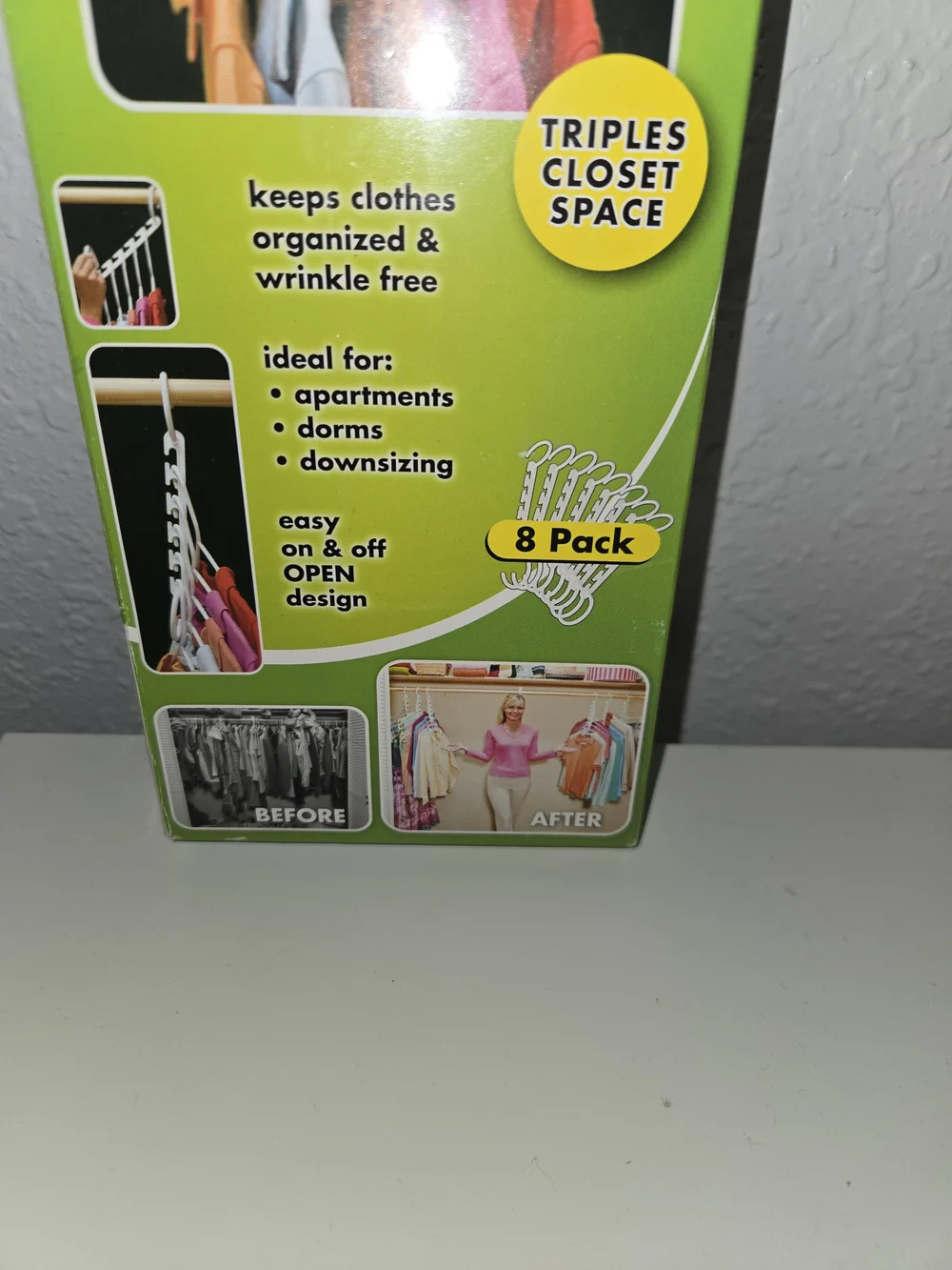 Wonder Hanger 8-Pack Space-Saving Closet Hangers - White